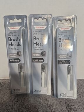 3 Walgreens Charcoal Sonic Replacement 2 Brush Heads